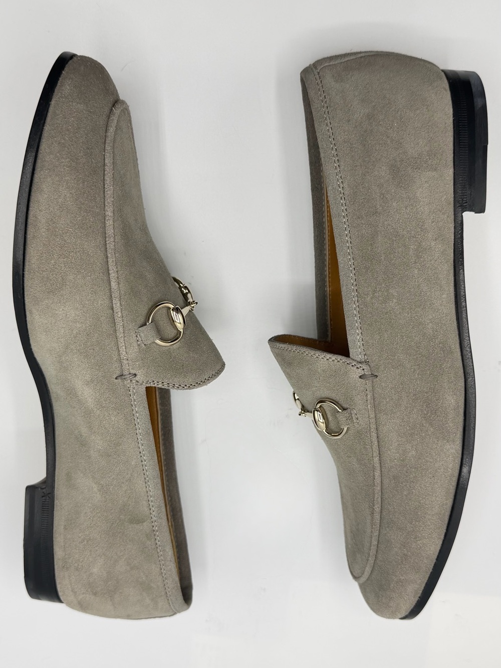 NIB Gucci New Fango Grey Suede Jordaan Horsebit Buckle Loafer Slippers EU 39 - Picture 9 of 14
